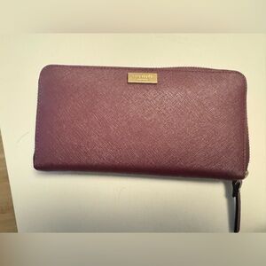 Kate Spade Maroon Wallet with Gold Accent